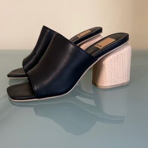 Dolce Vita Black Mules Sandals Block Heel Slide Open Toe Minimalist Size 7